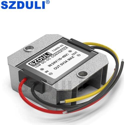 High quality 24V to 5V 3A DC regulator 12V to 5V reducer 12V/24V to 5V DC voltage converter SZDULI
