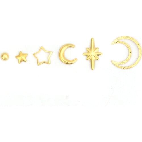 1 Set Zinc Based Alloy Resin Moon Star Jewelry Craft Filling Material For Jewelry Making Gold Color Arc 11mm x 4mm - 7mm x 2mm