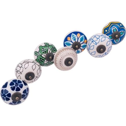 1pc White Ceramic Kitchen Door Cabinet Handles Solid Round Drawer Knobs Fashion Furniture Hardware with Vintage Metal Base