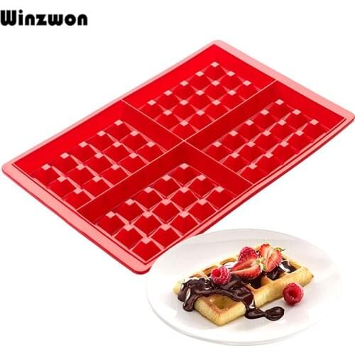 1Pcs DIY Silicone Waffle Maker Mold 4 Grids Nonstick Muffin Cake Cookie Chocolate Mould Bakeware Set Kitchen Baking Tools