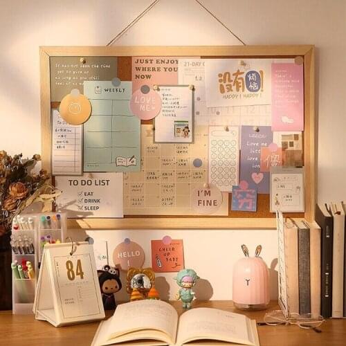 1PC Kawaii Soft Wooden Letter Message Board Decorative Postcard Photo Wall Cork Board Memo Paper Background Board Board Wall