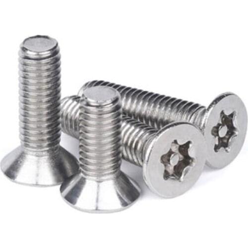 10/50pc M3 M4 M5 M6 304 stainless steel Pin Six Lobe Torx Flat Countersunk Head Tamper Proof Anti Theft Security Screw Bolt