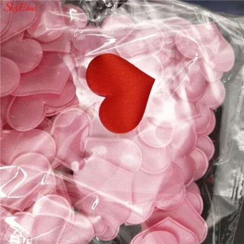 100Pcs 2cm 3cm Sponge Satin Fabric Heart Petals Wedding Confetti Table Bed Heart Petals Wedding Valentine Decoration 6Z