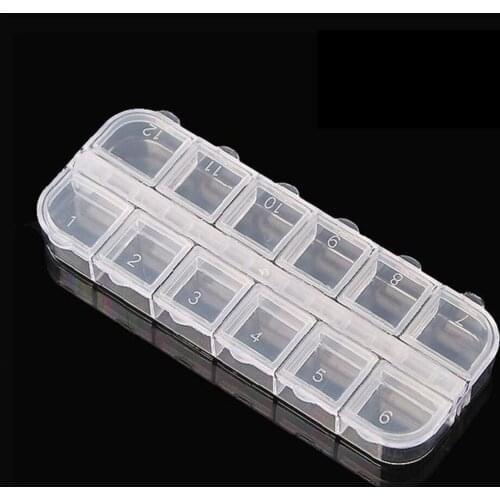 12 Grids Jewelry Display Holds Stand Box Nail Art Jewelry Organizer Case Clear Manicure Beads Holder Storage Box