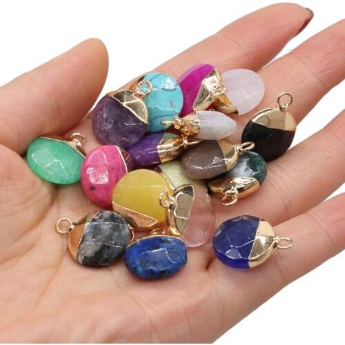 2pcs Natural Agates Crystal Rose Quartzs / Amethysts Stone Pendant DIY for Necklace Earring or Jewelry Making Size 15x18mm