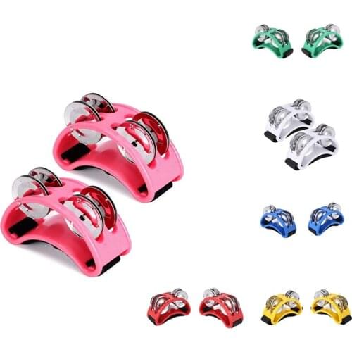 2PCS Foot Tambourine, Percussion Musical Bells with Jingle Bells & Adjustable Strap, Drum Instrument Accessory