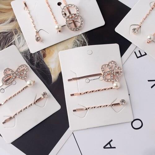 2020 3Pcs/Set Styling Tools Girls Barrettes Crystal Rhinestone Hair Clips Women Hairpins Hair Accessories Pearl Bobby Pin Metal
