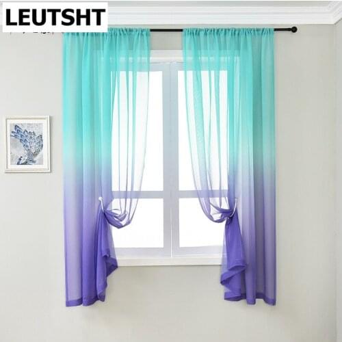 2021 New Modern Curtains for Living Room Bedroom Light Translucent Gradient Tulle Caixia Tulle Yarn Dyed Tulle Curtains Window