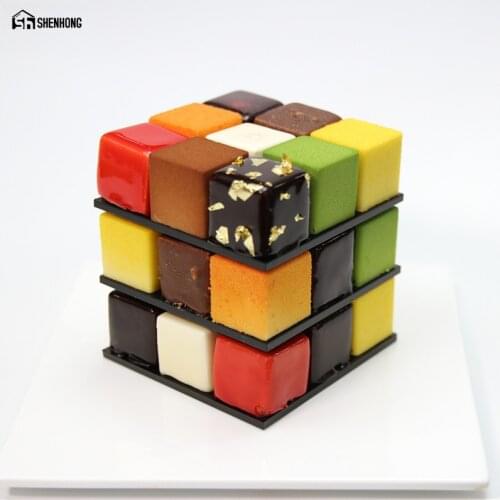 SHENHONG POP Cube 3D Cake Moulds Aluminum alloy Mold Mousse For Ice Cream Chocolate Dessert Art Pan Bakeware Pastry
