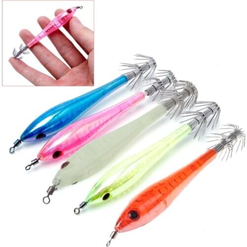 5Pcs Glow In Dark Luminous Squid Cuttlefish Fishing Lures Tackle Jig Bait Hooks Drop Shipping