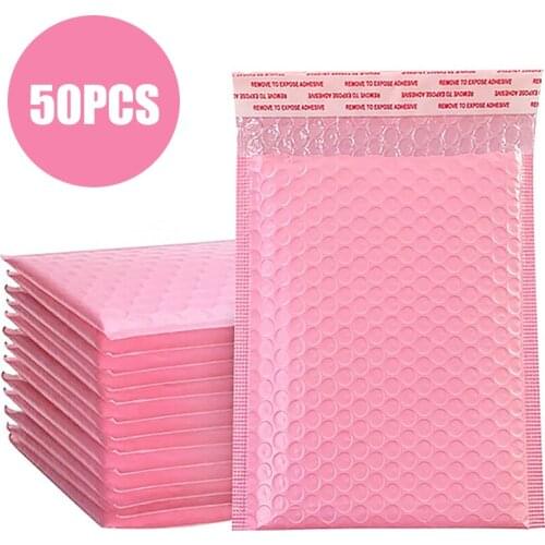 50PCS Mailer Poly Bubble Padded Mailing Envelopes For Gift Packaging Self Seal Bag Bubble Pink Bubble Mailers Padded Envelopes