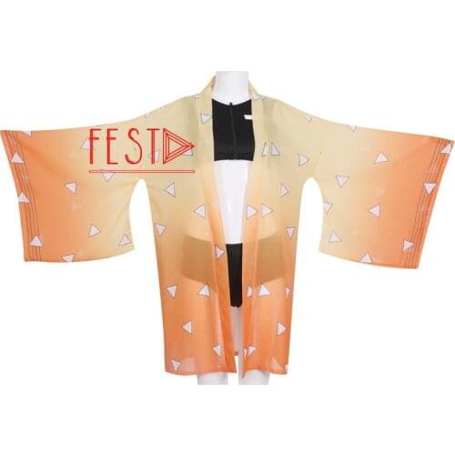 Anime Demon Slayer Swimsuit Agatsuma Zenitsu Cosplay Costume Kimetsu No Yaiba Train Mugen Bikini Beach Party Swimsuit Woman Girl