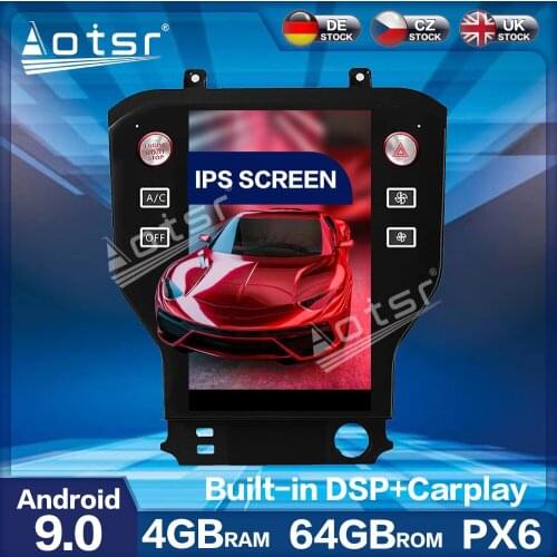 Aotsr 11.8 inch Vertical Tesla PX6 Android 9.0 RAM 4GB CARPLAY Car Radio Player For Mustang 2015-2020 Car GPS Navigation DSP