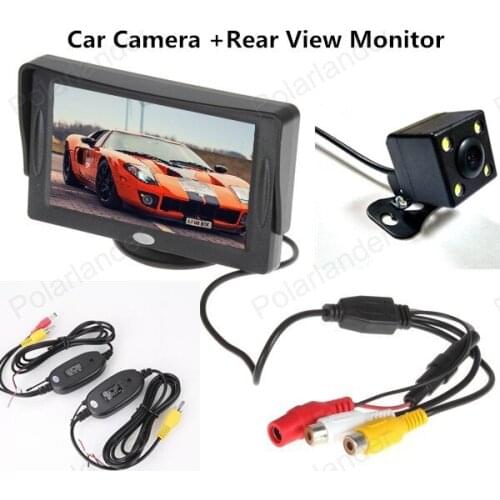 4 LED night vision Rearview Car Camera with 4.3 Inch TFT LCD Color Display Rear View Monitor for parking reversing assistance