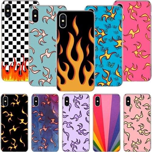 Blue Red Flame Fire Phone Case For iPhone 11 12 Pro XS XR X Max 7 8 6 6S Plus Mini + 5 SE Pattern Customized Coque Cover Capa