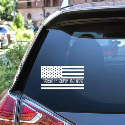 Black/Sliver Protect Life American Flag Pro Life Decal Anti Abortion Sticker For Car Body Rear Windshield Decoration S006