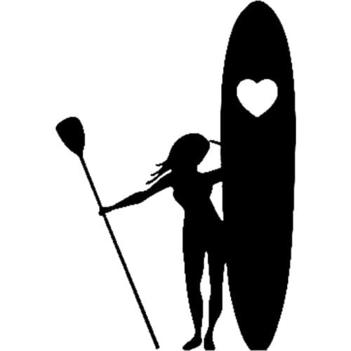 Dawasaru Girl Stand Up Paddle Boarding Car Sticker Waterproof Decal Laptop Truck Motorcycle Auto Accessories PVC,16cm*11cm