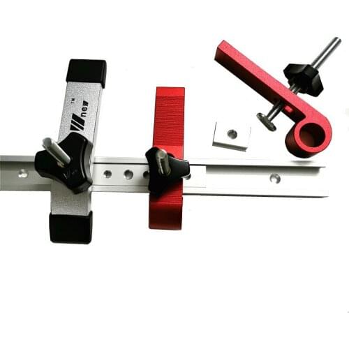 Woodworking T Slot Block Clamp and Miter Track Slider Bar Carpentry Pressboard Clamp Kit Positioning Limiter Miter Clip Device