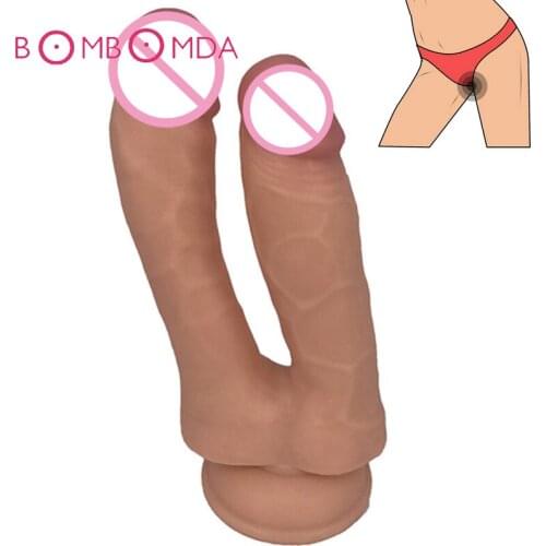 Double Dildo Stimulate Anal Plug Vaginal G spot Massager Huge Dildo Female Masturbation Adult Product Sex Toys For Lesbian Woman
