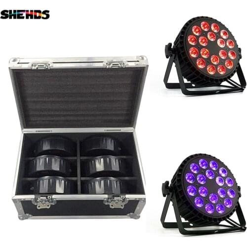 Flight Case With 4/6/8 Aluminum Alloy LED Flat Par 18x12W 4IN1 Lighting for Disco Party Bar Dance Hall Decorative Effect Light