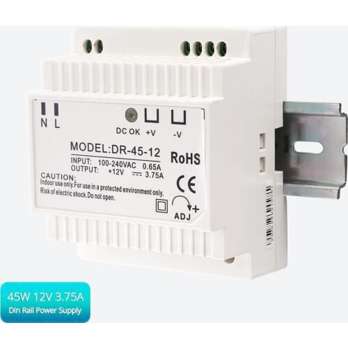 HOMSECUR DR-15-12 / DR-45-12 / DR-60-12 Din Rail Single Output Switching Power Supply For Video Door Intercom System