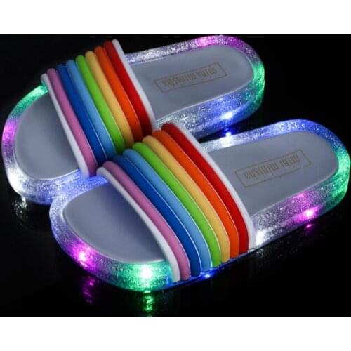 2019 childrens sandals and slippers rainbow Boys and girls summer outdoor LED flashing lights jelly princess baby shoes