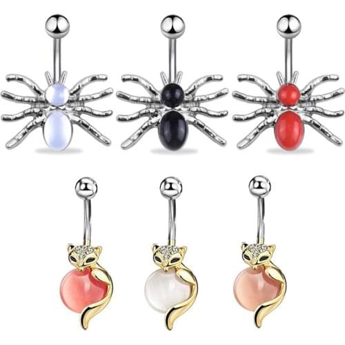 1PC 14G Cute Rabbit Spider Belly Button Rings 316L Surgical Steel Piercing Belly Button Rings Navel Piercing Sexy Body Jewelry