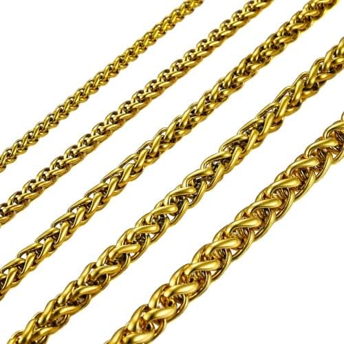 Fashion Mens Stainless Steel Necklace Basket Chain Material Braided Gold Color Women Jewelry Christmas Gifts