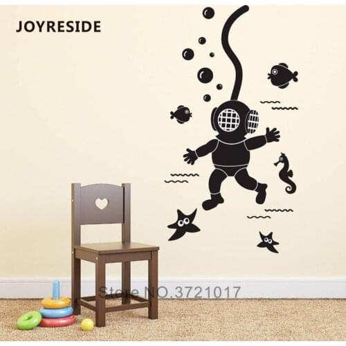 Sea Animal Deep Diver Wall Stickers Home Livingroom Sports Decor Wall Decoration Deep Water Diving Wall Decals Murals Vinyl M504