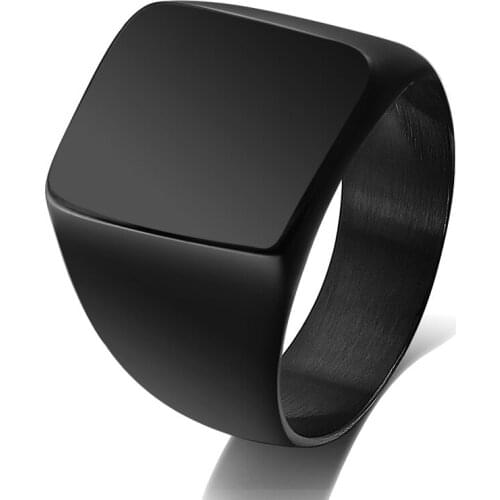 Vintage Stainless Steel Man Ring Jewelry Square Shape Big Plain Ring Male Titanium Steel Ring