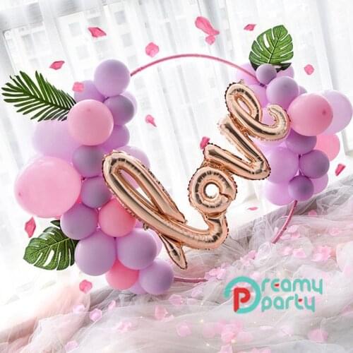 DIY White Blue Pink Balloon Ring Kit Chain Wreath Circle Ballon Hoop with Leaf Balloons Garland Baby Shower Party Wedding Decor
