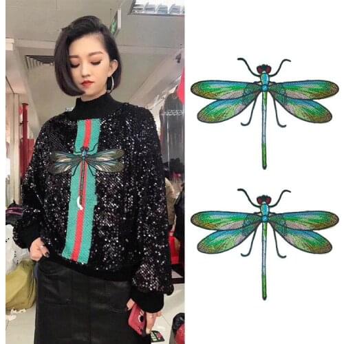 1Pc Fashion Embroidered Applique Patches for Jacket Cloth Large Cool Dragonfly Sewing Badge Patch Stickers Apparel Accessories