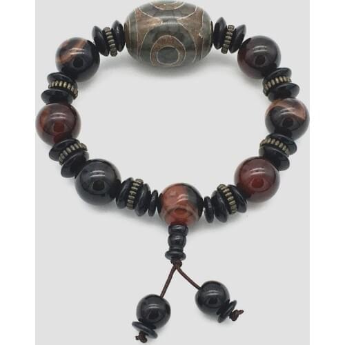 NEW Fashionable joker 14MM natural black noxy Bead bracelet 2pcs Bungee cord Men and women