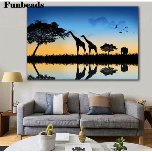 New Diamond Painting Sunset Giraffe Diamond Embroidery Africa Landscape square round drills Rhinestone Mosaic cross stitch FF718