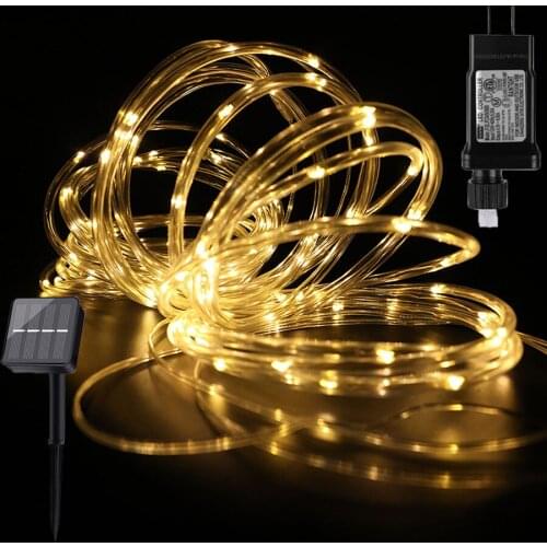 Christmas Solar Rope Light Solar Tube Rope Strip Garland Lights 8 Modes LED String Light Outdoor Garden Copper Wire Fairy Light