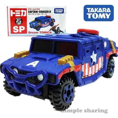 Takara Tomy Dream Tomica Captain America Cruiser Model Kit Marvel Figure Truck Diecast Baby Toys Funny Bauble