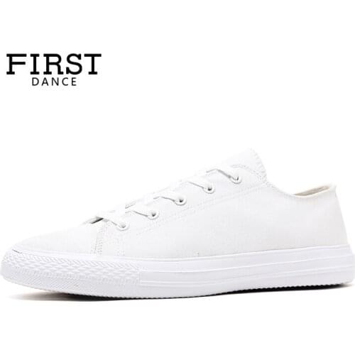FIRST DANCE Fashion White Mens Vulcanize Shoes Classic Canvas Shoes Spring Male Solid White Fashion 3D Low Top Shoes Men Flats