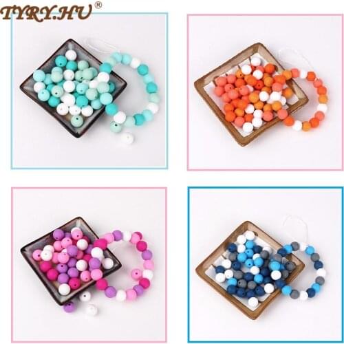 TYRY.HU 20Pcs Silicone Baby Teething Teether Beads 12mm Safe Food Grade Nursing Chewing Silicone Bead Necklace Baby Teething DIY