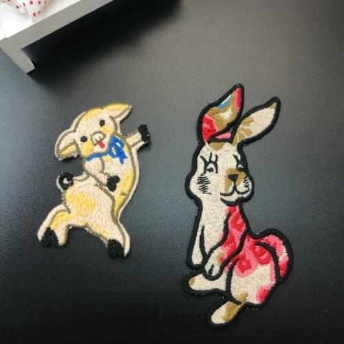 Water-soluble rabbit pig Embroidered Patches for Clothing sew on Clothes Patch DIY Brand Applique Sew Stickers Fabric Badges