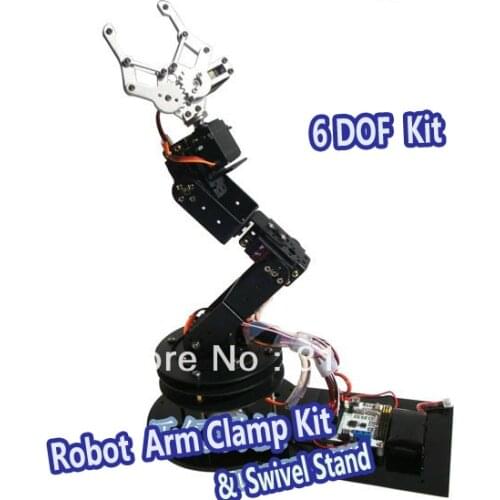 1set Alloy 6 DOF Robot Arm Clamp & Claw & Swivel Stand Mount Kit Robotic Parts For Arduino Brand New Dropship + Free Shipping