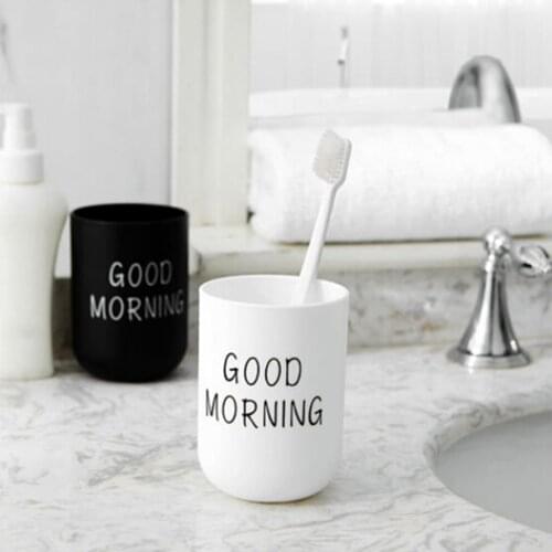 1Pc 330ml Nordic Travel Good Morning Cup Eco-friendly PP Material Water Cups Toothbrush Holder Washing Tooth Mug Bathroom Sets