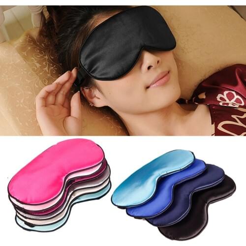 1Pcs New Pure Silk Sleep Rest Eye Mask Padded Shade Cover Travel Relax Aid Blindfolds 10 Colors Normal Eyeshade #245327