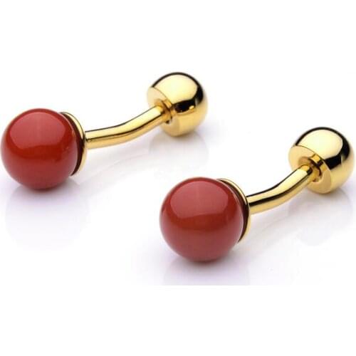 10pairs/lot Elegant Big Red Pearl Ball Cufflinks Cuff Links Openable Pearl Cufflinks Shirt Stud Cuff Button Men Women Jewelry