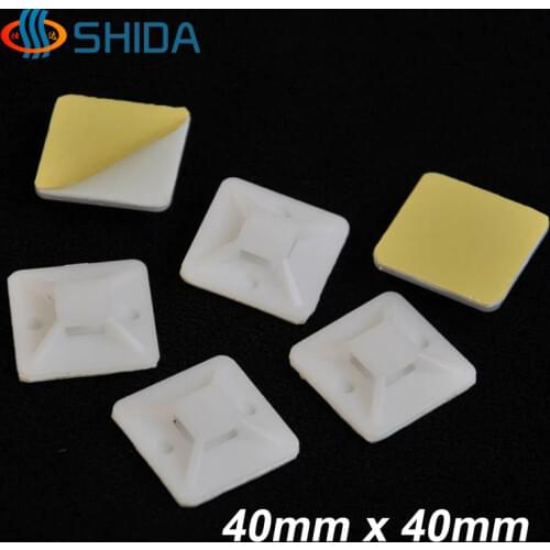 100PCS/Lot 40mm*40mm White and Black Self Adhesive Cable Clips Cable Drop Wire Holder Wall Mounted Clip or Clamp Free Shipping