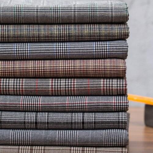 100x150cm Micro-Elastic British Style Classic Plaid Fabric Spring Autumn Thin DIY Sewing Work Clothes Vest Suit Fabric