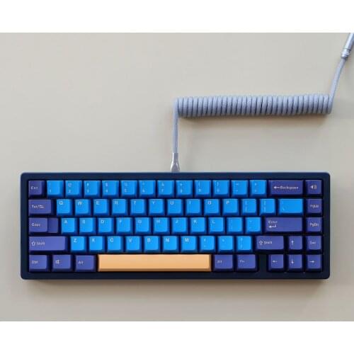 123 Keys OEM Keycaps PBT Macaw Black Blue Yellow Double Shot Key Caps for ANSI 60%/87/104/108 Cherry MX Switch Gaming Keyboard