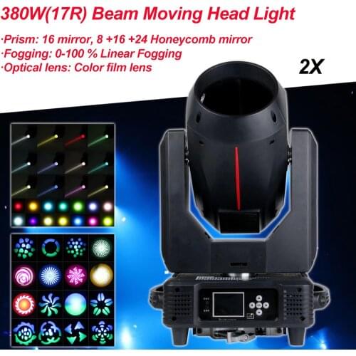 2Pcs/Lot 18R 380W Beam Moving Head Light Bulb Spot&Wash Lyre 2 Prisms For DMX 512 Stage DJ Event Show KTV Bar Wedding