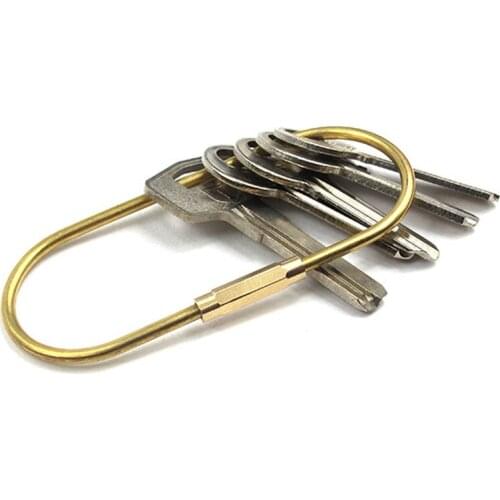 2PCS/LOT Outdoor Camping Small Tool Originality Brass Keychin D Shape Yellow Key Ring