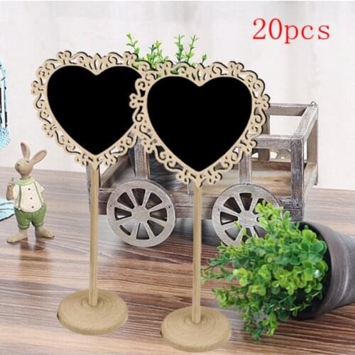 20pcs mini heart chalkboard blackboard with stand wedding party table numbers place card facvor tag plant marker