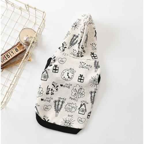 2021 New Fashion Dog Sleeveless Hoodie French Bulldog Teddy Poodle Small Dog Clothes Printed Hooded Sweater